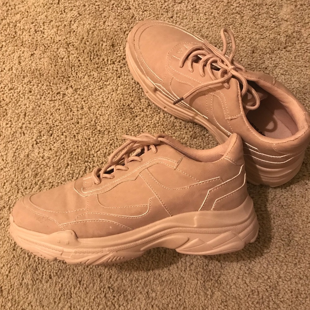 Blush pink platform sneakers